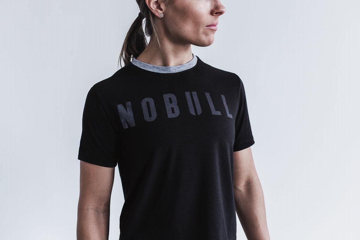 Nobull Boxy Women\'s T Shirts Black | Australia (CR7501)